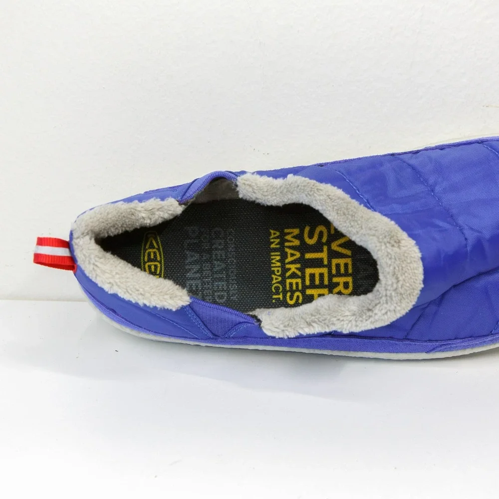 KEEN Howser Puffer Slippers Shoes Quilted Fleece Lined Cozy Warm Blue Big Kids 5